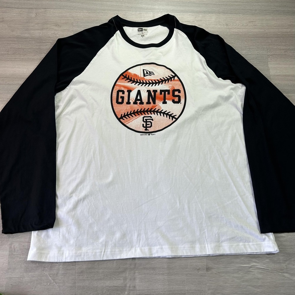 San Francisco Giants Shirt Mens 3XL White MLB Baseball New Era Raglan LS Tee
